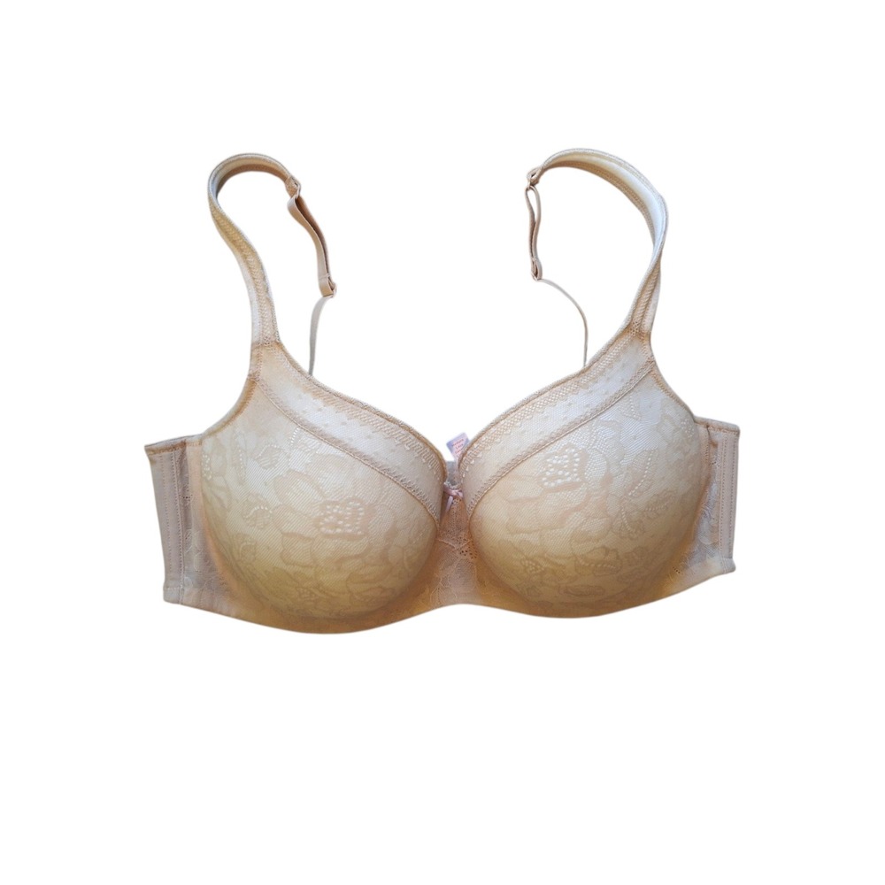 Cacique Floral Lace Full Coverage Underwire Bra Tan Beige 40DD 594049